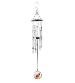 Cardinals Sentiment Windchime With Glass Wind Catcher 36"