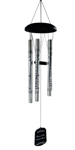 Remembered Sentiment Wind Chime Black And Silver -Chirst Seasonal Home Store 13992LK 4 on White 61349.1646067701