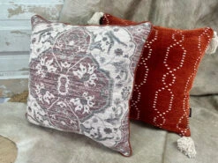 Toss Pillow Woven Chenille Rust Natural 20" X20" -Chirst Seasonal Home Store 19 74704.1634231559