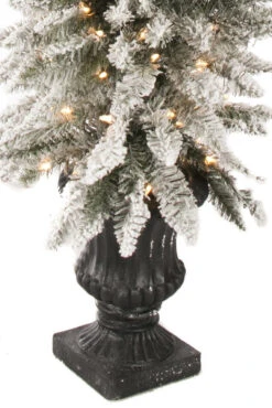 6' Flocked Potted Prelit Artificial Christmas Tree -Chirst Seasonal Home Store 206978 3 76448.1510760012