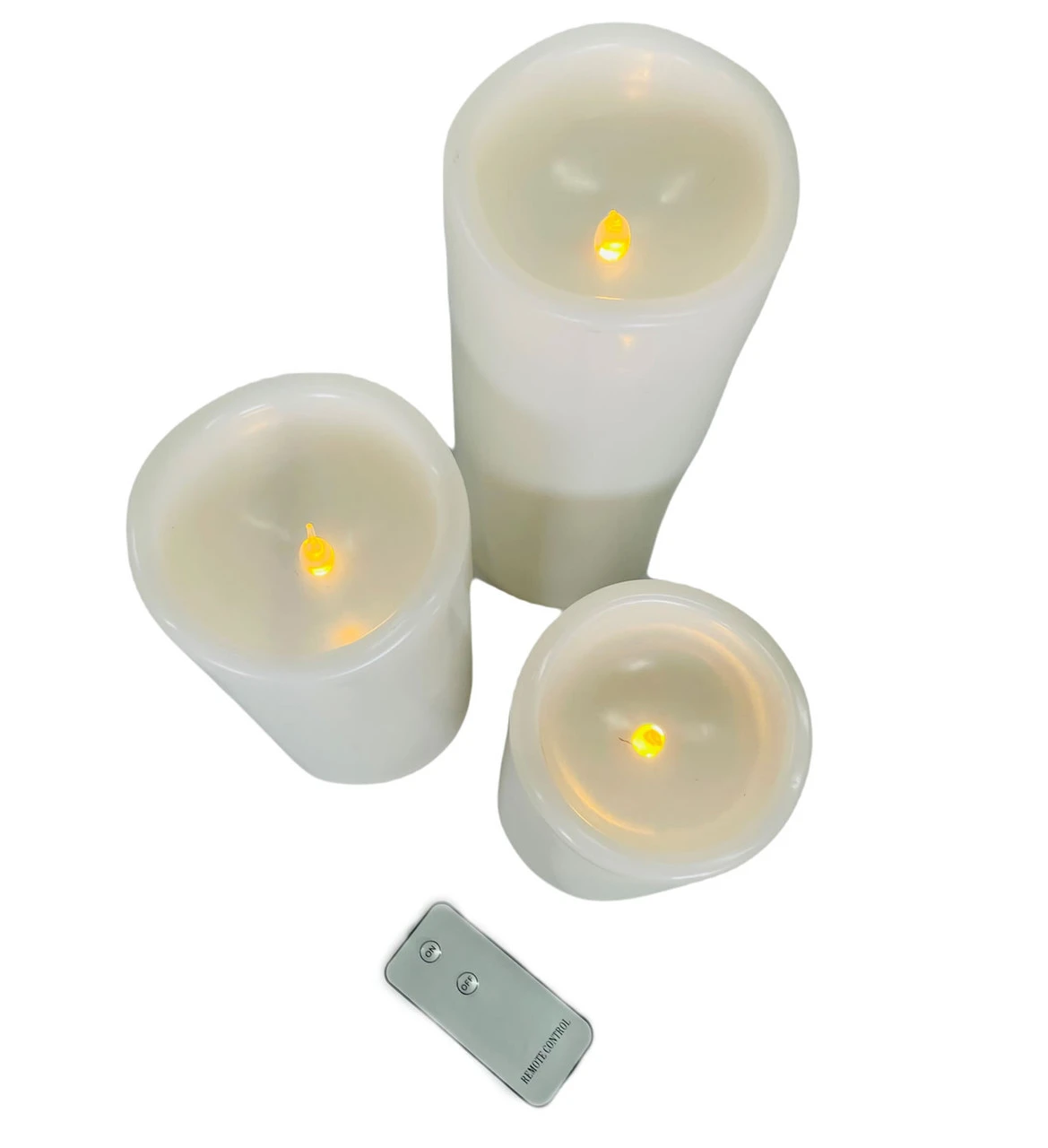 Flameless LED Candles With Remote 3 PC Set Ivory 3 Flameless LED Candles With Remote 3 PC Set Ivory - Image 3