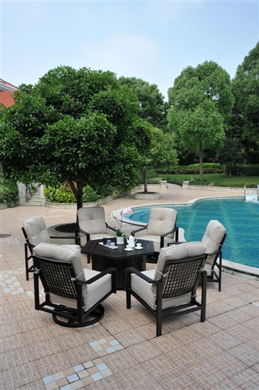 Hanamint Sherwood Outdoor Hexagonal Enclosed Gas Fire Pit Table 3 Hanamint Sherwood Outdoor Hexagonal Enclosed Gas Fire Pit Table - Image 3