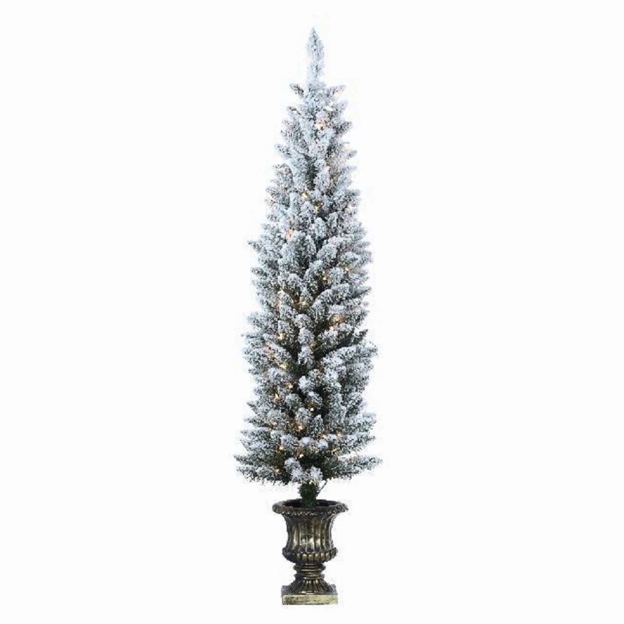 4.5' Flocked Potted Prelit Artificial Tree 1 4.5' Flocked Potted Prelit Artificial Tree