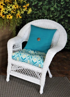 Outdoor 16" Square Pillow With Coconut Shell Button Teal -Chirst Seasonal Home Store 41259 lifestyle 1 84591.1615313407