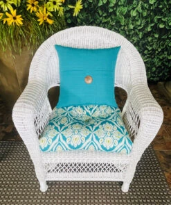 Outdoor 16" Square Pillow With Coconut Shell Button Teal -Chirst Seasonal Home Store 41259 lifestyle 92800.1615313404