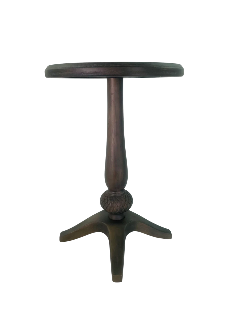 Pedestal Chairside Accent Table Brown Cherry 2 Pedestal Chairside Accent Table Brown Cherry - Image 2