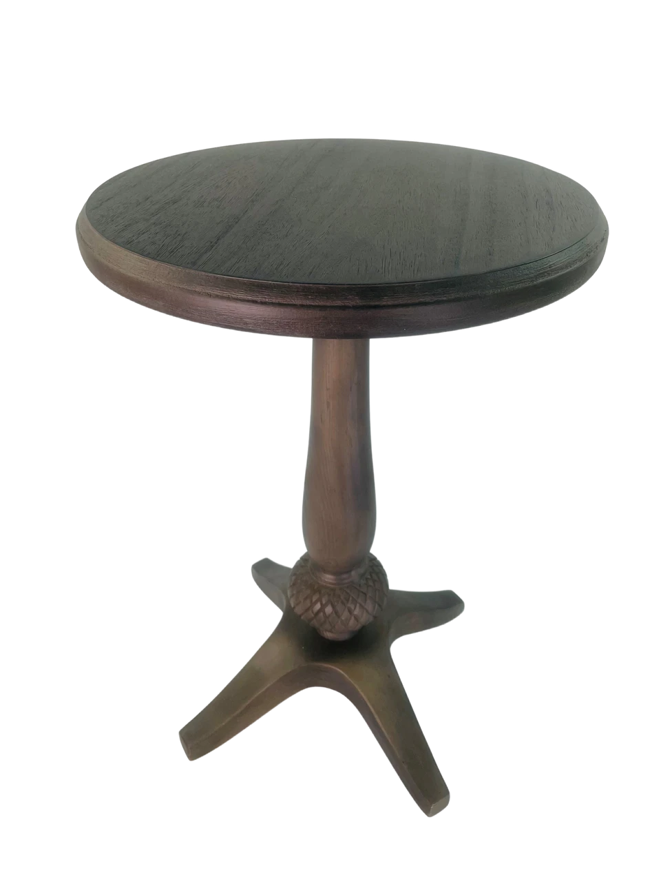 Pedestal Chairside Accent Table Brown Cherry 3 Pedestal Chairside Accent Table Brown Cherry - Image 3