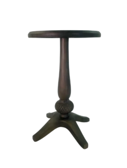 Pedestal Chairside Accent Table Grey