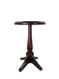 Pedestal Chairside Accent Table Brown Cherry