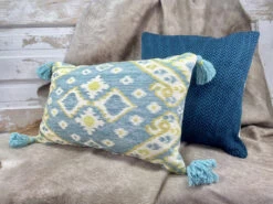 Toss Pillow Zig Zag Woven Teal Black 20" X 20" -Chirst Seasonal Home Store 52 73451.1634230531