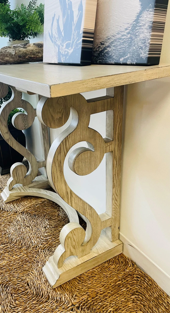 Writing Desk Console Antiqued White Wash 42" 4 Writing Desk Console Antiqued White Wash 42" - Image 4