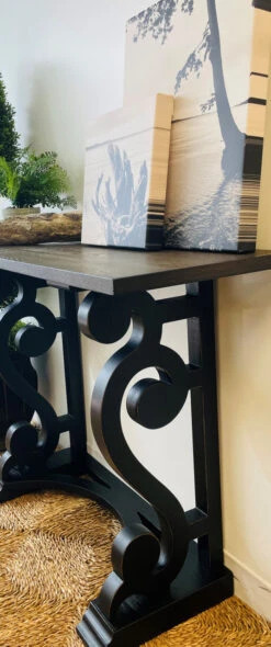 Writing Desk Console Rustic Black W/ Walnut Stain Top 42" -Chirst Seasonal Home Store 55647TT Black End 74462.1622665304