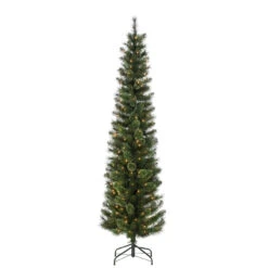 7.5' Prelit Cashmere Pencil Artificial Christmas Tree