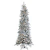 7.5' Prelit Narrow Flocked Pencil Pine Artificial Christmas Tree