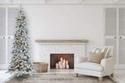 7.5' Prelit Narrow Flocked Pencil Pine Artificial Christmas Tree -Chirst Seasonal Home Store 582075C 582090C 00012.1656535072
