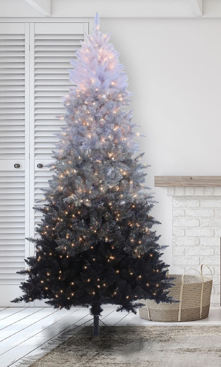 7.5' Vintage Black Prelit Ombre Spruce Artificial Christmas Tree 3 7.5' Vintage Black Prelit Ombre Spruce Artificial Christmas Tree - Image 3