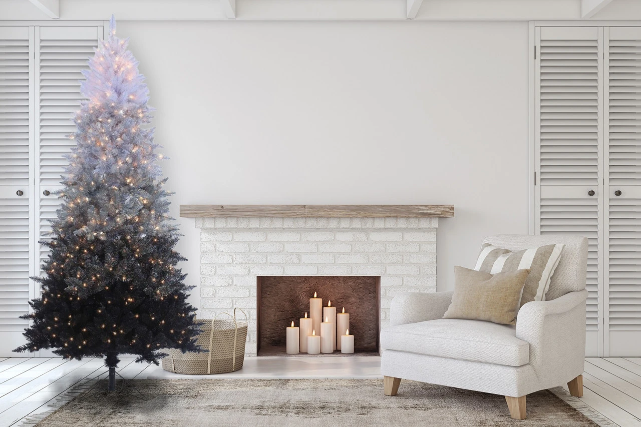 7.5' Vintage Black Prelit Ombre Spruce Artificial Christmas Tree 2 7.5' Vintage Black Prelit Ombre Spruce Artificial Christmas Tree - Image 2