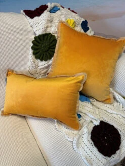 Indoor Velvet Flange Marigold Rectangular Throw Pillow -Chirst Seasonal Home Store 615790BPP 5 08069.1696529276