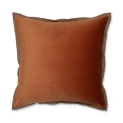 Indoor Velvet Flange Cinnamon Orange 18-inch Throw Pillow