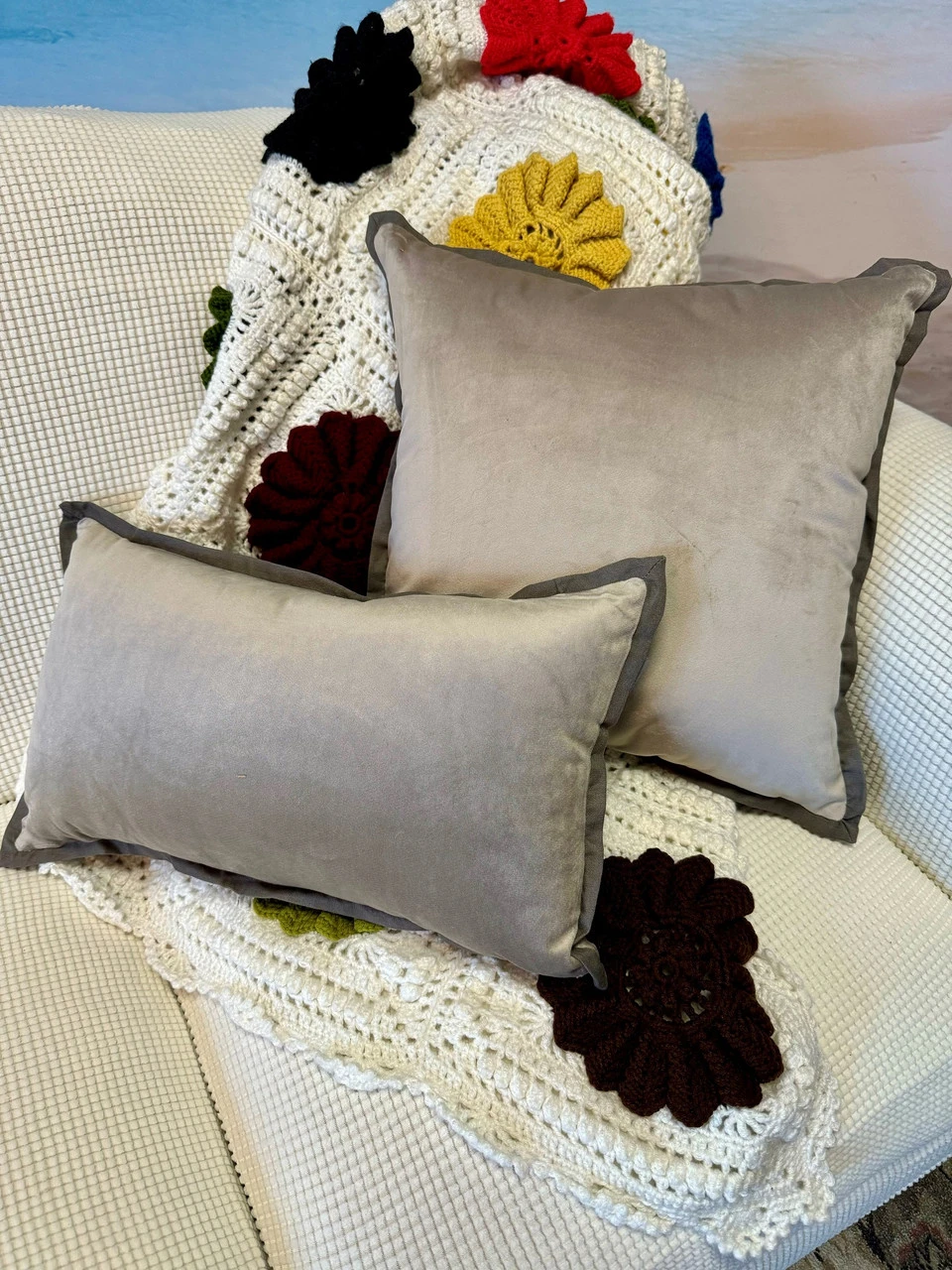 Indoor Velvet Flange Light Gray Rectangular Throw Pillow 5 Indoor Velvet Flange Light Gray Rectangular Throw Pillow - Image 5