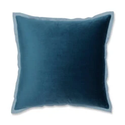 Indoor Velvet Flange Peacock Teal 18-Inch Throw Pillow
