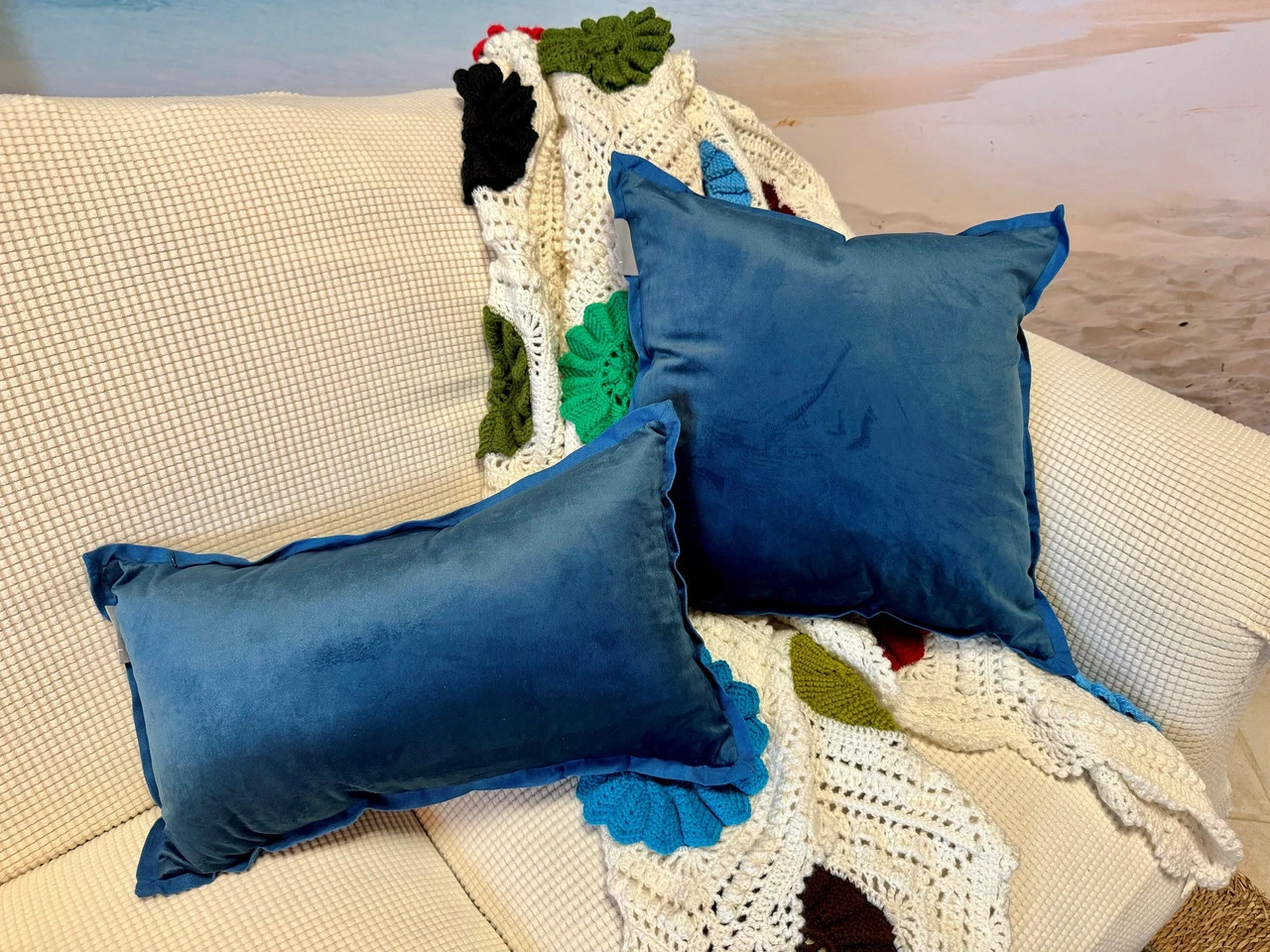 Indoor Velvet Flange Navy 18-Inch Throw Pillow 5 Indoor Velvet Flange Navy 18-Inch Throw Pillow - Image 5