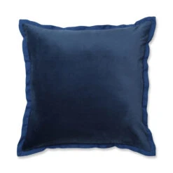 Indoor Velvet Flange Navy 18-Inch Throw Pillow