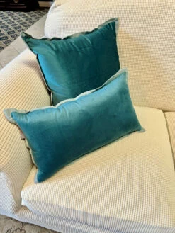 Indoor Velvet Flange Teal Rectangular Throw Pillow -Chirst Seasonal Home Store 697604BPP 2 73309.1696535992
