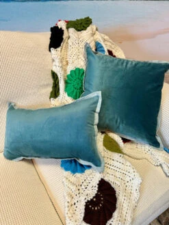 Indoor Velvet Flange Teal Rectangular Throw Pillow -Chirst Seasonal Home Store 697604BPP 3 31212.1696535992