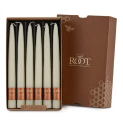 Root Candles 7917 Unscented Smooth Hand-Dipped 9-Inch Taper Candle, 12-Count, Ivory