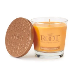 Root Candles 887341 Honeycomb Veriglass Scented Beeswax Blend Candle, Small, Tangerine Lemongrass