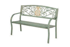 Pineapple Metal Garden Bench Verdigris