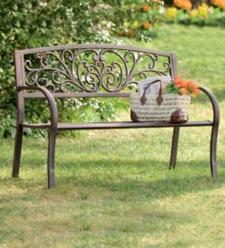 Blooming Garden Metal Outdoor Bench -Chirst Seasonal Home Store 8MB124 2 74374.1614896672