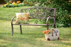 Blooming Garden Metal Outdoor Bench -Chirst Seasonal Home Store 8MB124 3 45019.1614896675