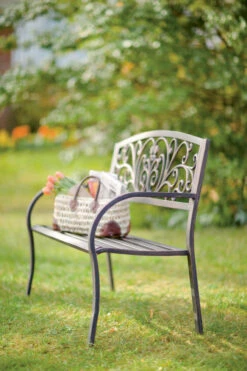 Blooming Garden Metal Outdoor Bench -Chirst Seasonal Home Store 8MB124 7 48212.1614896678