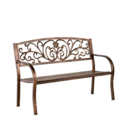 Blooming Garden Metal Outdoor Bench