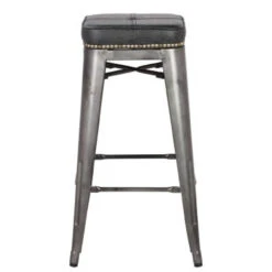 Metropolis KD PU Metal Backless Counter Stool, Vintage Black -Chirst Seasonal Home Store 9300028 240 23088 b 88471.1614178994
