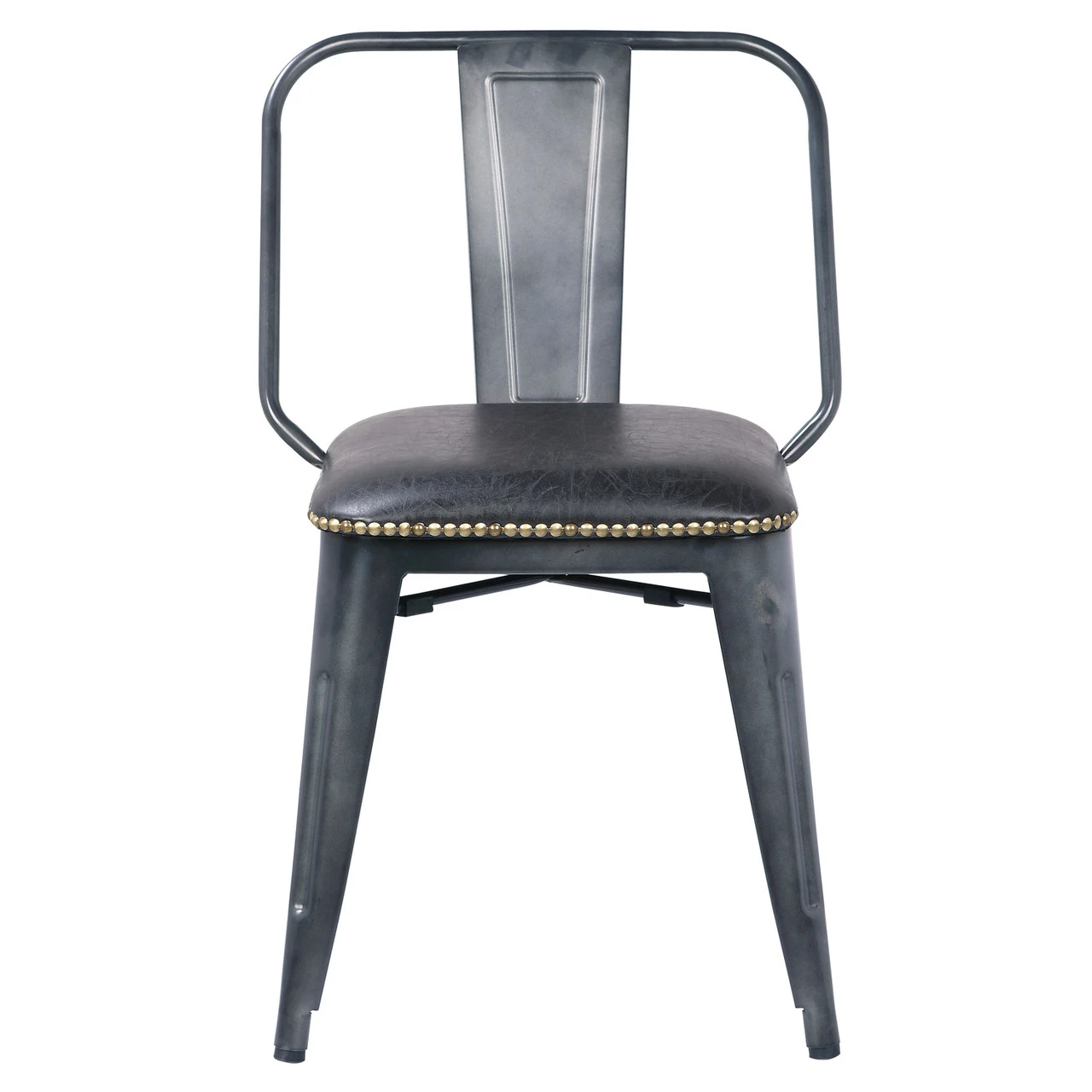 Brian KD PU Metal Side Chair, Vintage Black 2 Brian KD PU Metal Side Chair, Vintage Black - Image 2