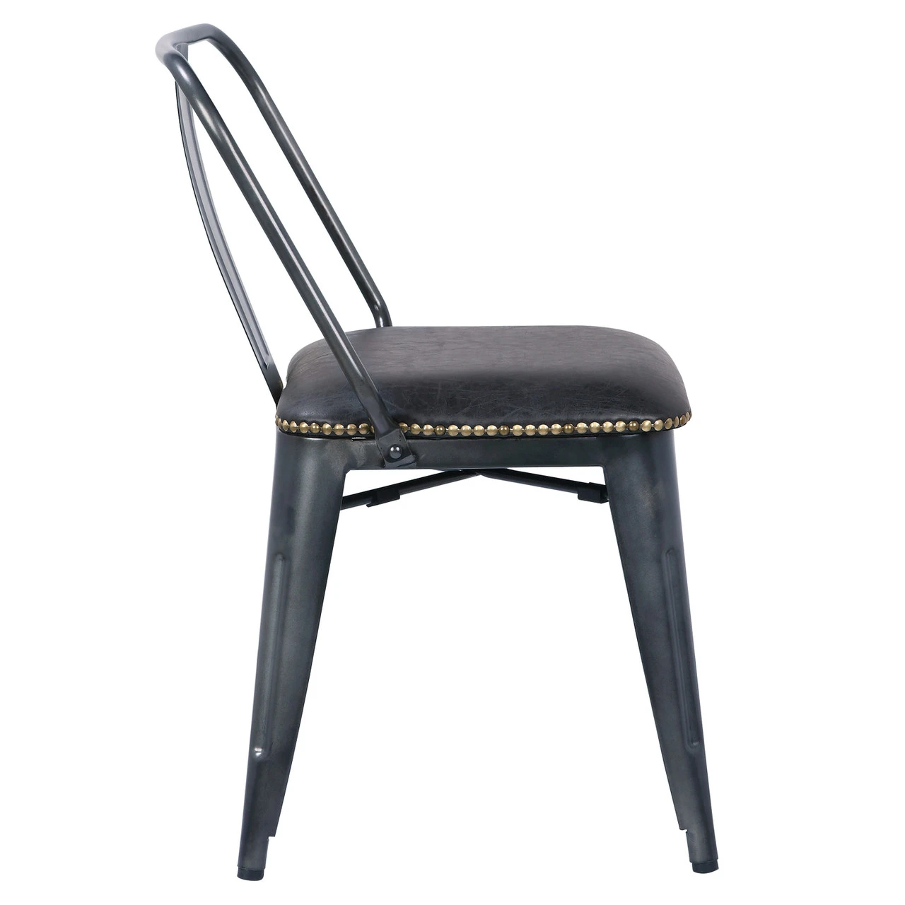 Brian KD PU Metal Side Chair, Vintage Black 3 Brian KD PU Metal Side Chair, Vintage Black - Image 3