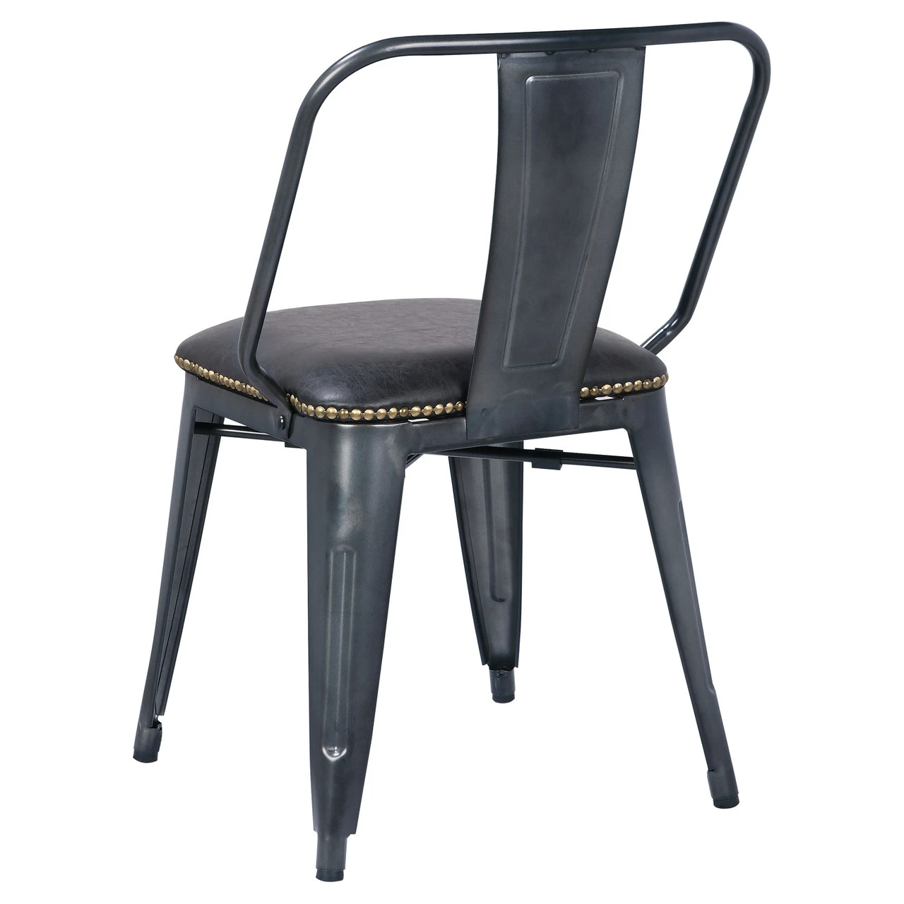 Brian KD PU Metal Side Chair, Vintage Black 4 Brian KD PU Metal Side Chair, Vintage Black - Image 4