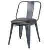 Brian KD PU Metal Side Chair, Vintage Black