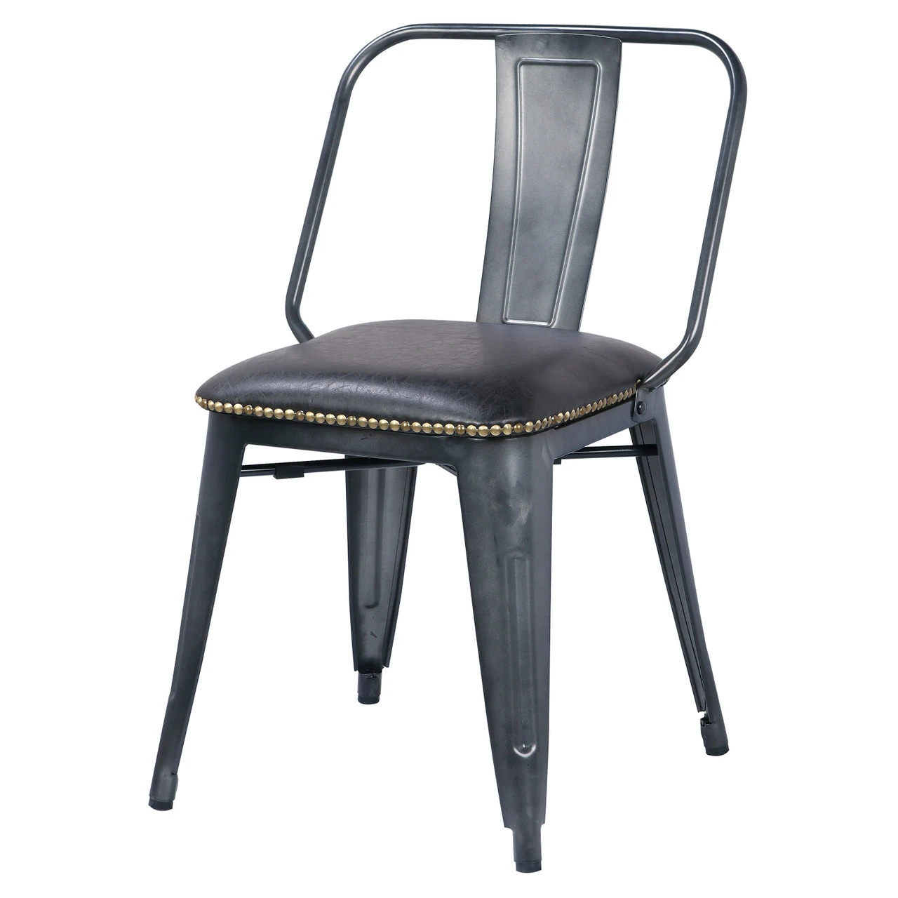 Brian KD PU Metal Side Chair, Vintage Black 1 Brian KD PU Metal Side Chair, Vintage Black