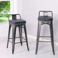 Metropolis Low Back Bar Stool, Vintage Black -Chirst Seasonal Home Store 9300031 240LIFE 82324.1616594251