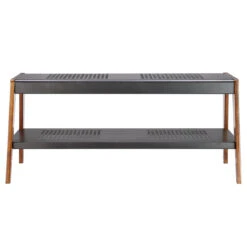 Novak KD Bench, Metallic Gunmetal/ Walnut -Chirst Seasonal Home Store 9300090 26475 a 03008.1614118651