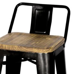 Metropolis Low Back Bar Stool Wood Seat, Black -Chirst Seasonal Home Store 938537 B 26977 b 38733.1614187391