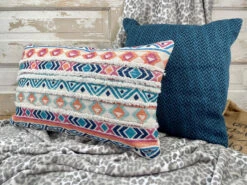Toss Pillow Zig Zag Woven Teal Black 20" X 20" -Chirst Seasonal Home Store 94 81658.1634230543