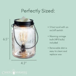 Candle Warmers Glass Mason Jar Vintage Bulb Illumination Fragrance Warmer 9 Candle Warmers Glass Mason Jar Vintage Bulb Illumination Fragrance Warmer -Chirst Seasonal Home Store EBMAS 4 75663.1692712067