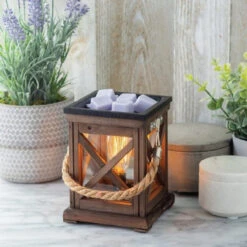 Candle Warmers Walnut & Rope Vintage Bulb Illumination Fragrance Warmer -Chirst Seasonal Home Store EBWRP 3 28431.1692711814