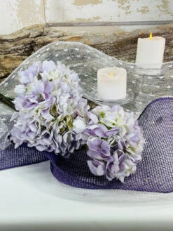 Ribbon Snowball Mesh 10.5" X 10Yd -Chirst Seasonal Home Store Irredescent Snowball and Purple Mesh Lifestyle 54842.1613755193