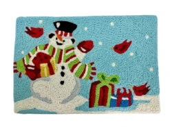 Jellybean Rug Waving Snowman With Gifts